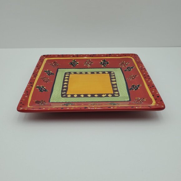 Corsica Home Rumba Square Salad Snack Plate Tabletops Unlimited Red Gold Plate - Picture 6 of 6